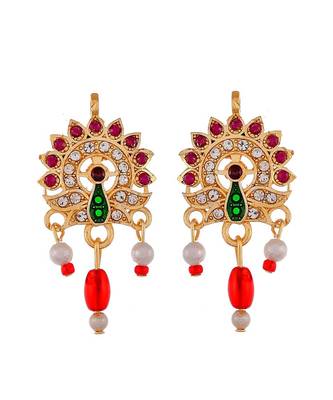 Gold Plated Kundan Studded Peacock Brooch Necklace Set 3
