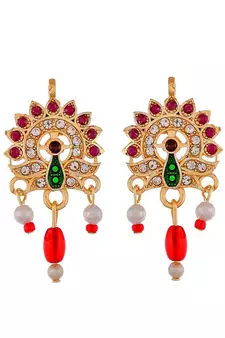 Gold Plated Kundan Studded Peacock Brooch Necklace Set