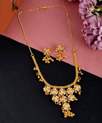 Gold Plated Ghungroo Beads Necklace Set 2