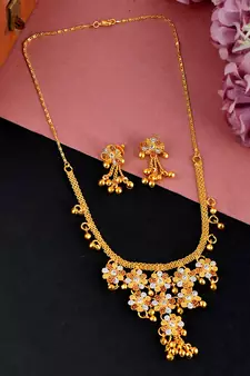 Gold Plated Ghungroo Beads Necklace Set