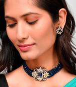 Gold Plated And Stone Studded Handcrafted Choker Set