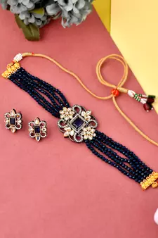 Gold Plated And Stone Studded Handcrafted Choker Set