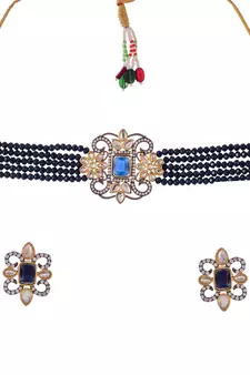 Gold Plated And Stone Studded Handcrafted Choker Set