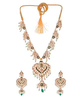 Gold Plated Handcrafted Meenakari Necklace Set 3