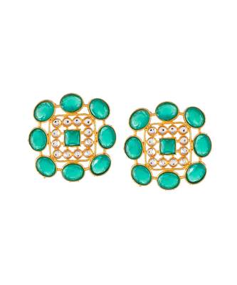 Gold Plated & Green Beaded Choker Necklace Set With Maang Tikka 4