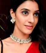 Gold Plated & Kundan Studded Choker Necklace Set