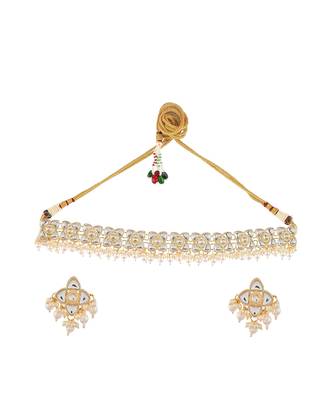 Gold Plated & Kundan Studded Choker Necklace Set 3