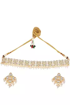 Gold Plated & Kundan Studded Choker Necklace Set