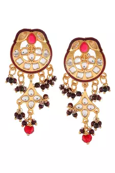 Gold Plated & Red Beaded Traditonal Necklace Set