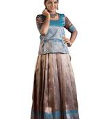 Girls Blue Silver Blue Pattu Pavadai | Langa