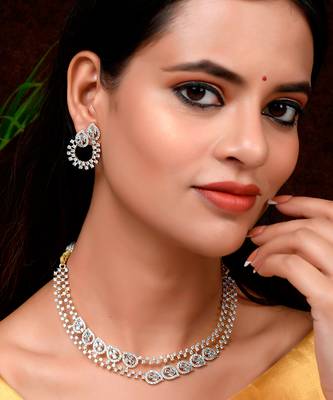 Gold Plated And Studded Handcrafted Necklace Set 1