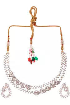 Gold Plated And Studded Handcrafted Necklace Set