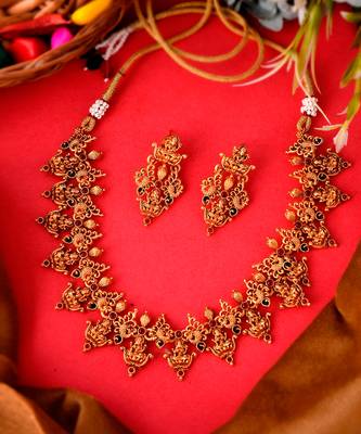 Women Gold Toned Gold Plated Choker Necklace Necklace Set 2