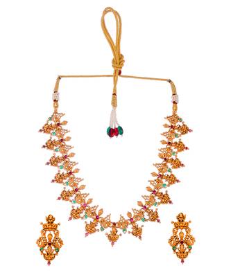 Women Gold Toned Gold Plated Choker Necklace Necklace Set 3