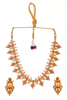 Women Gold Toned Gold Plated Choker Necklace Necklace Set
