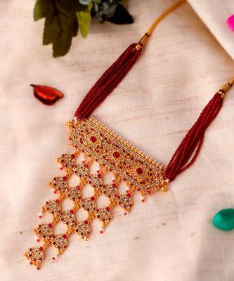 Gold Plated Ethnic Meenakari Layered Choker Necklace 1