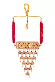 Gold Plated Ethnic Meenakari Layered Choker Necklace