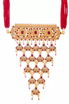 Gold Plated Ethnic Meenakari Layered Choker Necklace