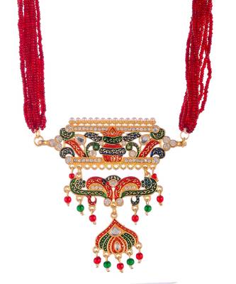 Gold Plated Meenakari Layered Choker Necklace 4