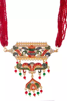 Gold Plated Meenakari Layered Choker Necklace