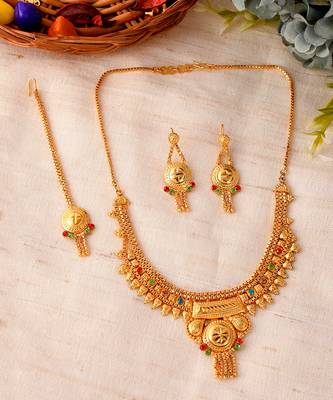 Gold Plated & Gold Toned Temple Necklace Set 2