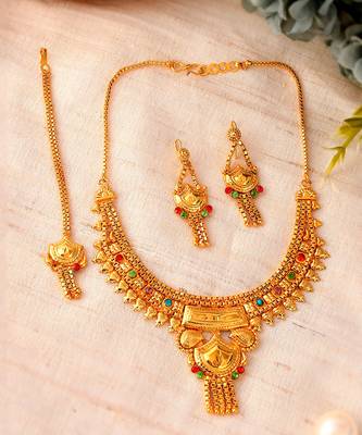 Gold Plated & Gold Toned Temple Necklace Set 2
