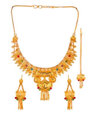 Gold Plated & Gold Toned Temple Necklace Set 3