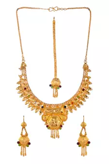 Gold Plated & Gold Toned Temple Necklace Set