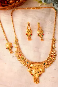 Gold Plated & Gold Toned Temple Necklace Set