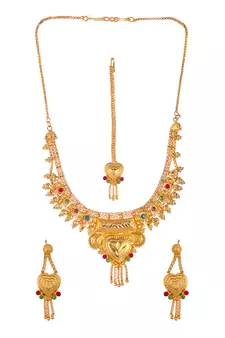 Gold Plated & Gold Toned Temple Necklace Set