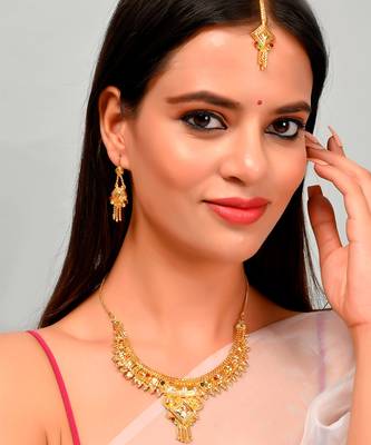 Gold Plated & Gold Toned Temple Necklace Set 1