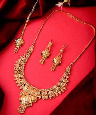 Gold Plated & Gold Toned Temple Necklace Set 2