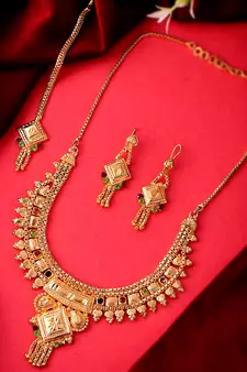 Gold Plated & Gold Toned Temple Necklace Set