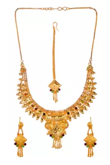 Gold Plated & Gold Toned Temple Necklace Set