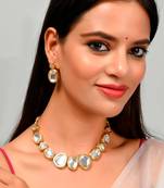 Women Gold Plated Kundan Studded Choker Necklace Set