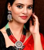 Rose Gold Plated Multi Color Beaded Layered Necklace Set