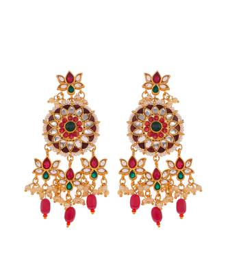 Gold Plated Kundan Stones Ethnic Necklace Set 2