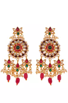 Gold Plated Kundan Stones Ethnic Necklace Set