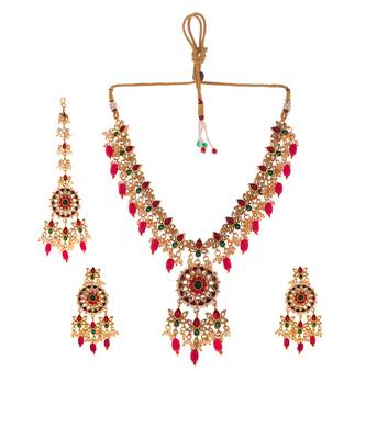 Gold Plated Kundan Stones Ethnic Necklace Set 3