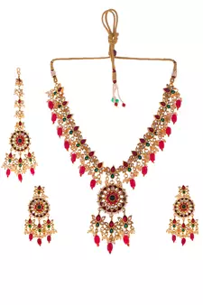 Gold Plated Kundan Stones Ethnic Necklace Set