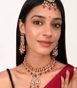 Gold Plated Kundan Stones Ethnic Necklace Set