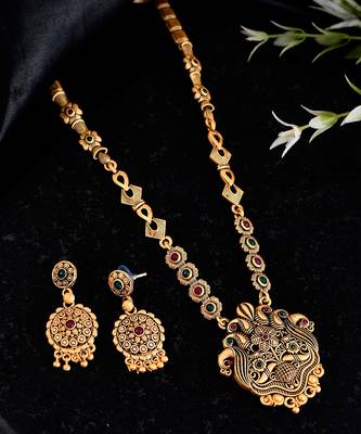 Gold Plated Oxidised South Indian Necklace Set 2