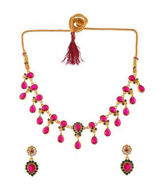 Gold Plated American Diamond Ethnic Necklace Set 2