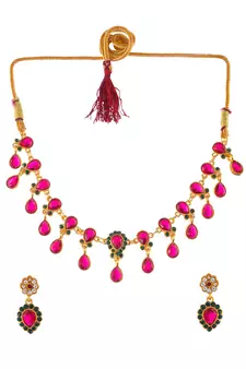 Gold Plated American Diamond Ethnic Necklace Set