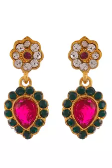 Gold Plated American Diamond Ethnic Necklace Set