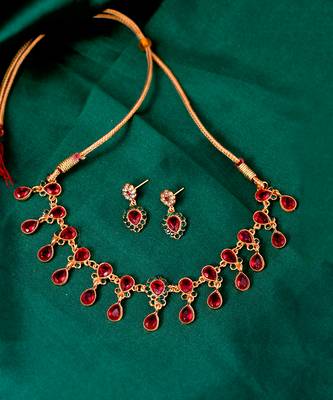 Gold Plated American Diamond Ethnic Necklace Set 4