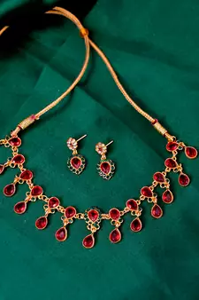 Gold Plated American Diamond Ethnic Necklace Set