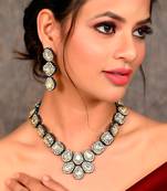 Silver Plated Kundan Long Necklace Set