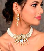 Gold Plated Heavy Kundan Choker Necklace Set