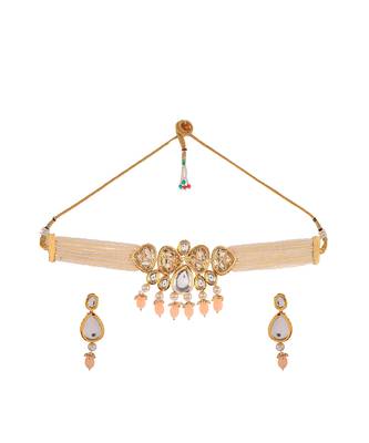 Gold Plated Heavy Kundan Choker Necklace Set 2